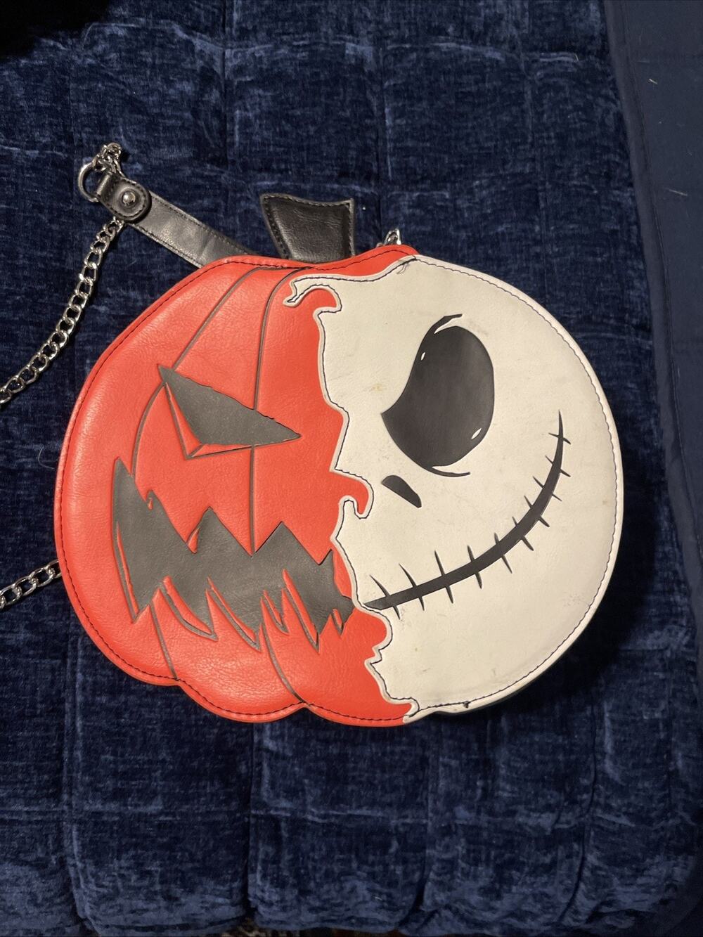 Disney Nightmare Before Christmas Jack Pumpkin Split Glow Crossbody Bag 10x8x3